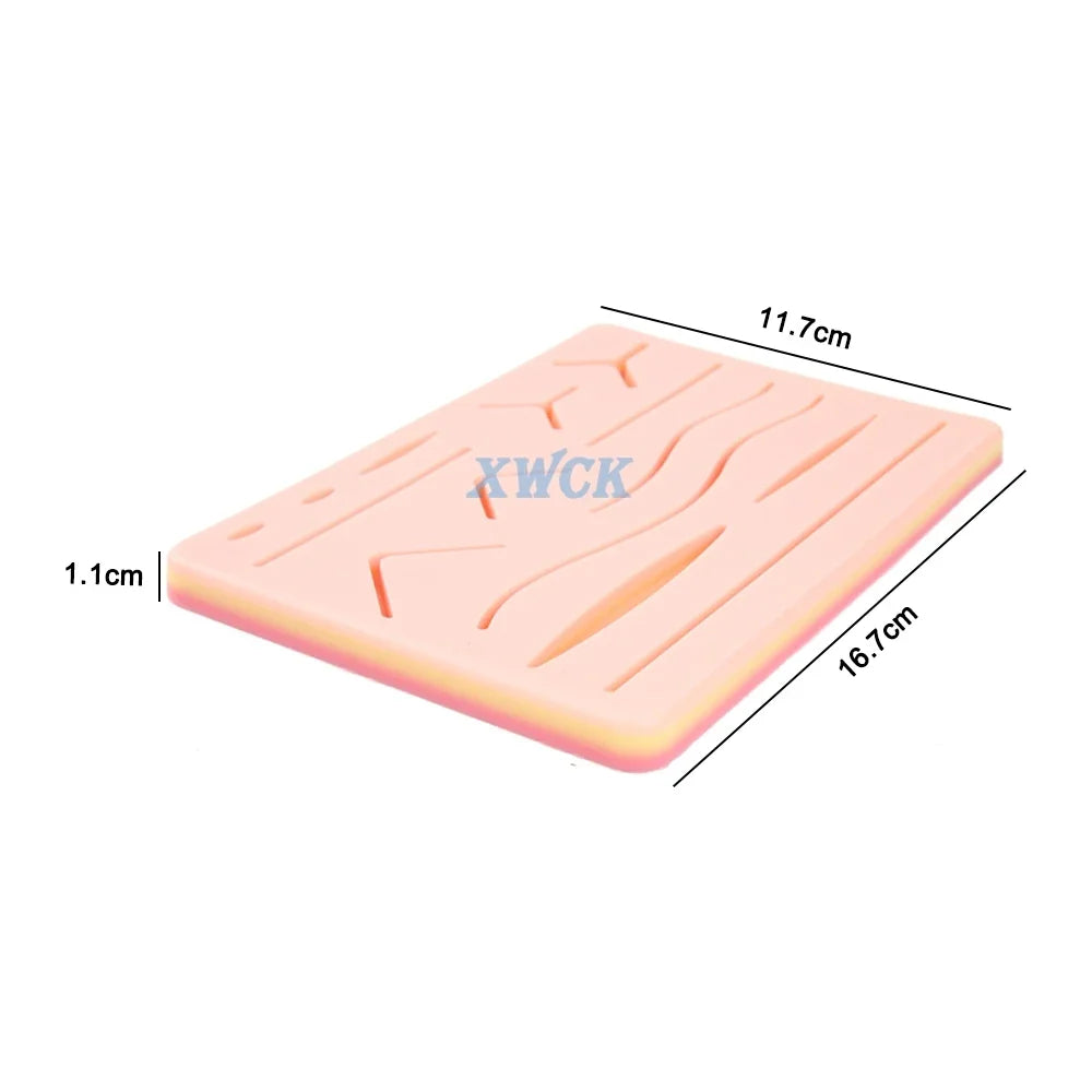 17Pcs/Set Silicone Suture Pad Kit - Medical Surgical Suture Practice Model Trainer Set with Tools