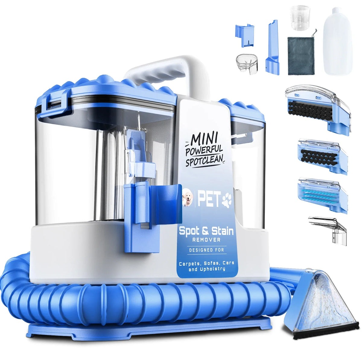 Portable Carpet & Upholstery Cleaner - 32KPa Powerful Suction with 5 Cleaning Tools