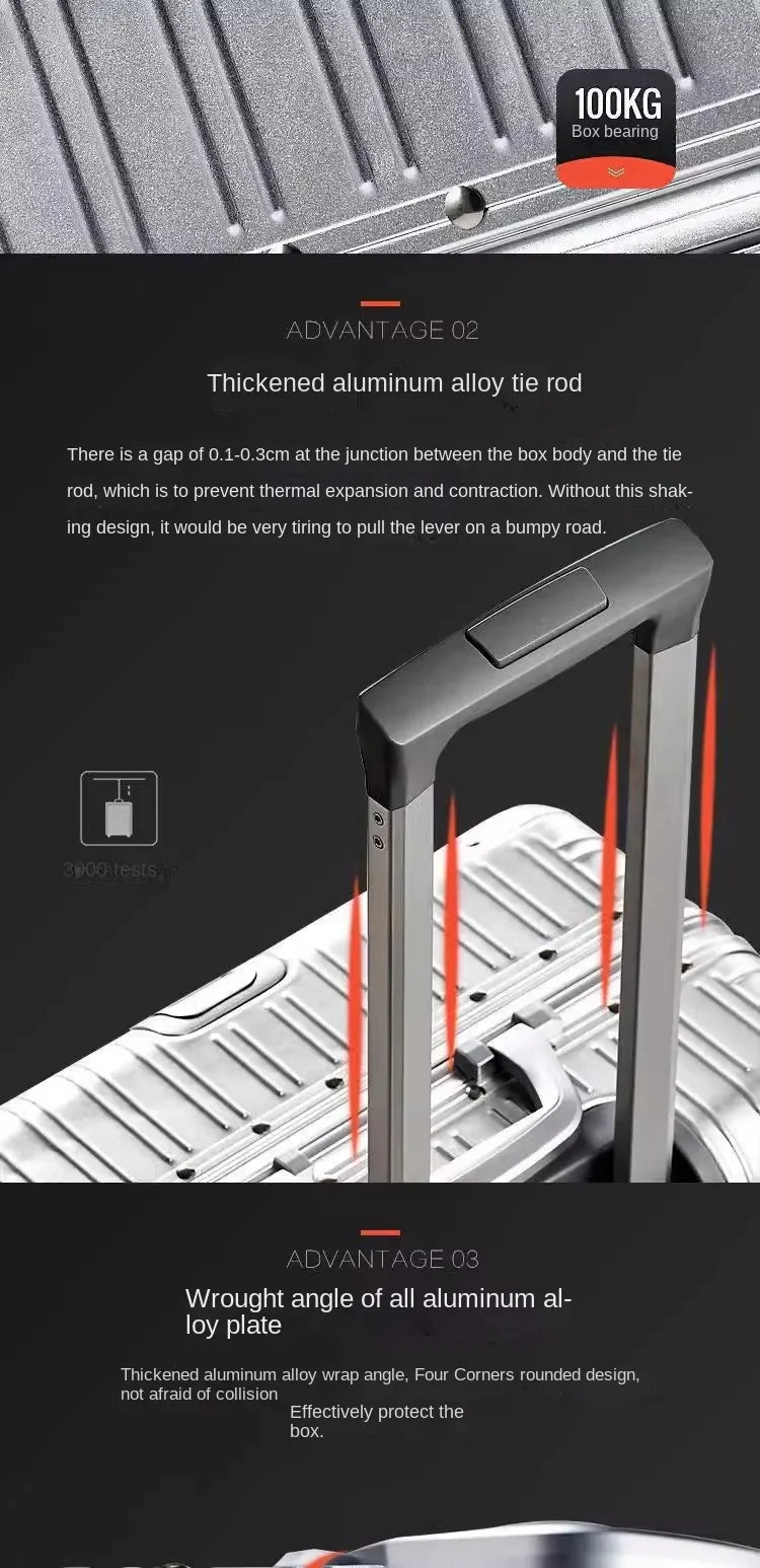 Aluminum Magnesium Alloy Rolling Suitcase – Designer Carry-On & Cabin Luggage, 20/28/30 Inch Trolley Case