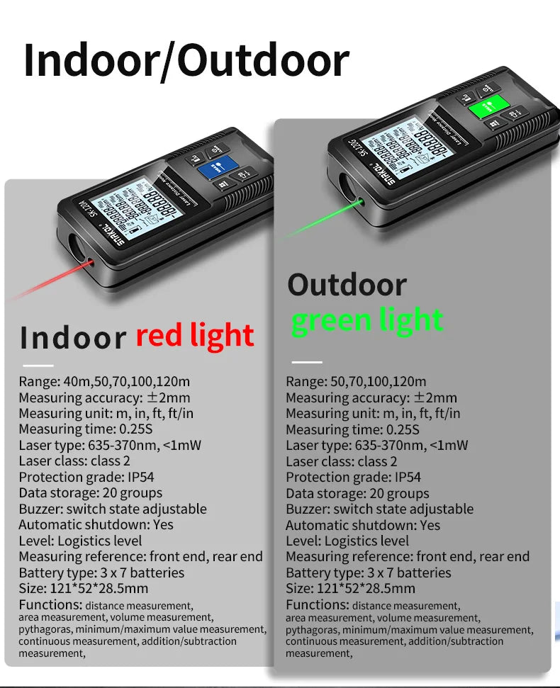Snakol 120M Green Laser Tape Measure — High Accuracy Digital Distance Meter & Electronic Ruler