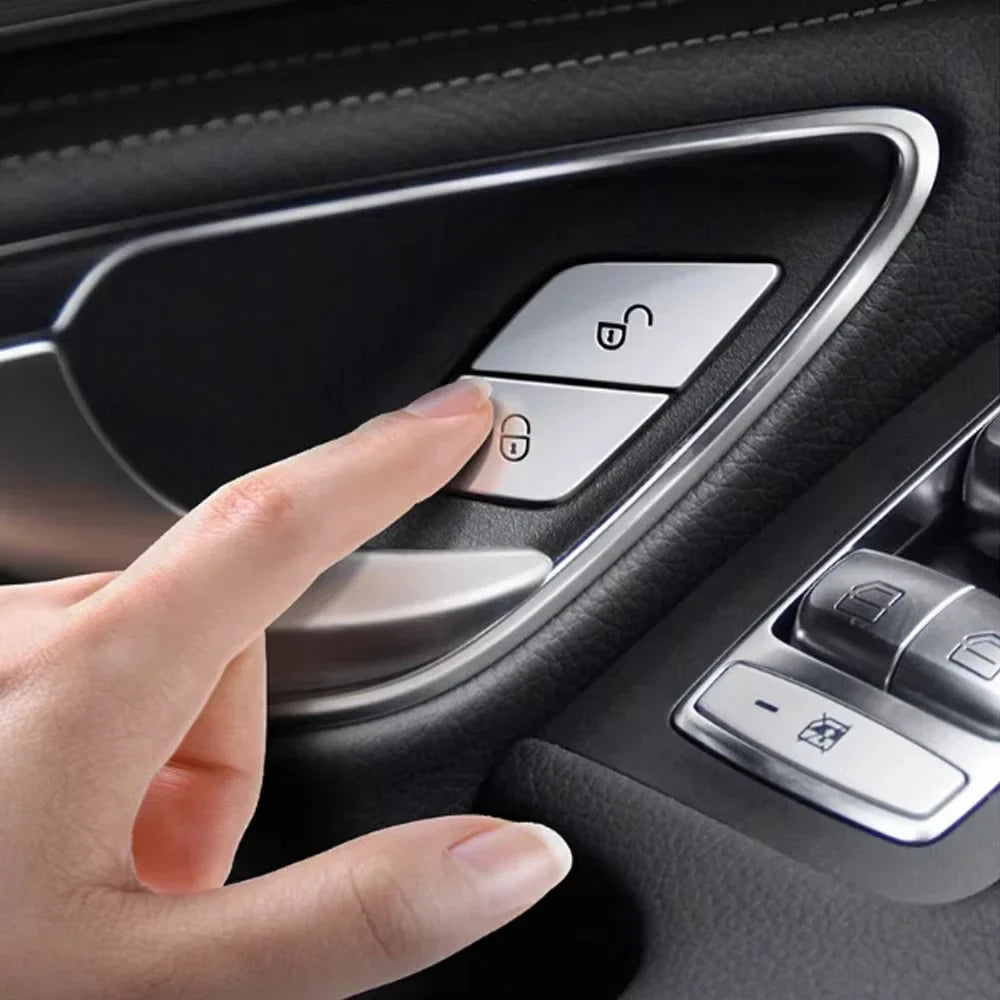 Mercedes-Benz C/E/GLC/Vito ABS Door Lock Button Cover – W205 W213 X253 W447 Car Interior Lock/Unlock Sticker Accessories