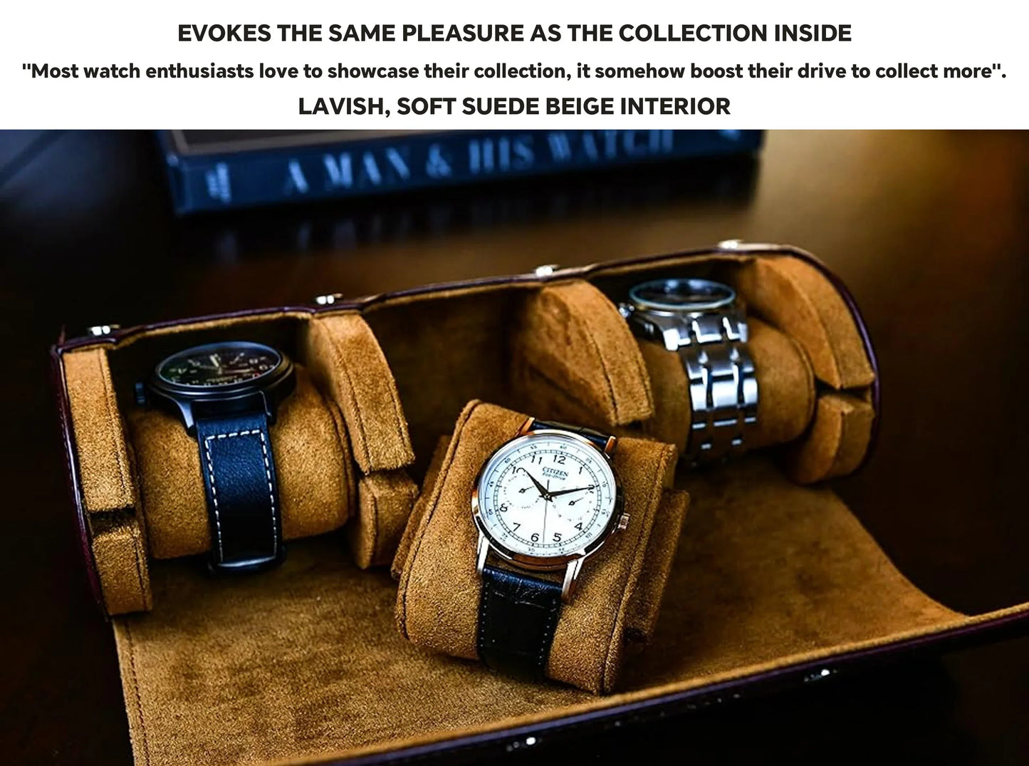 6-Slot Watch Travel Case – PU Leather Organizer Roll for Men & Women, Watch Display Storage Case