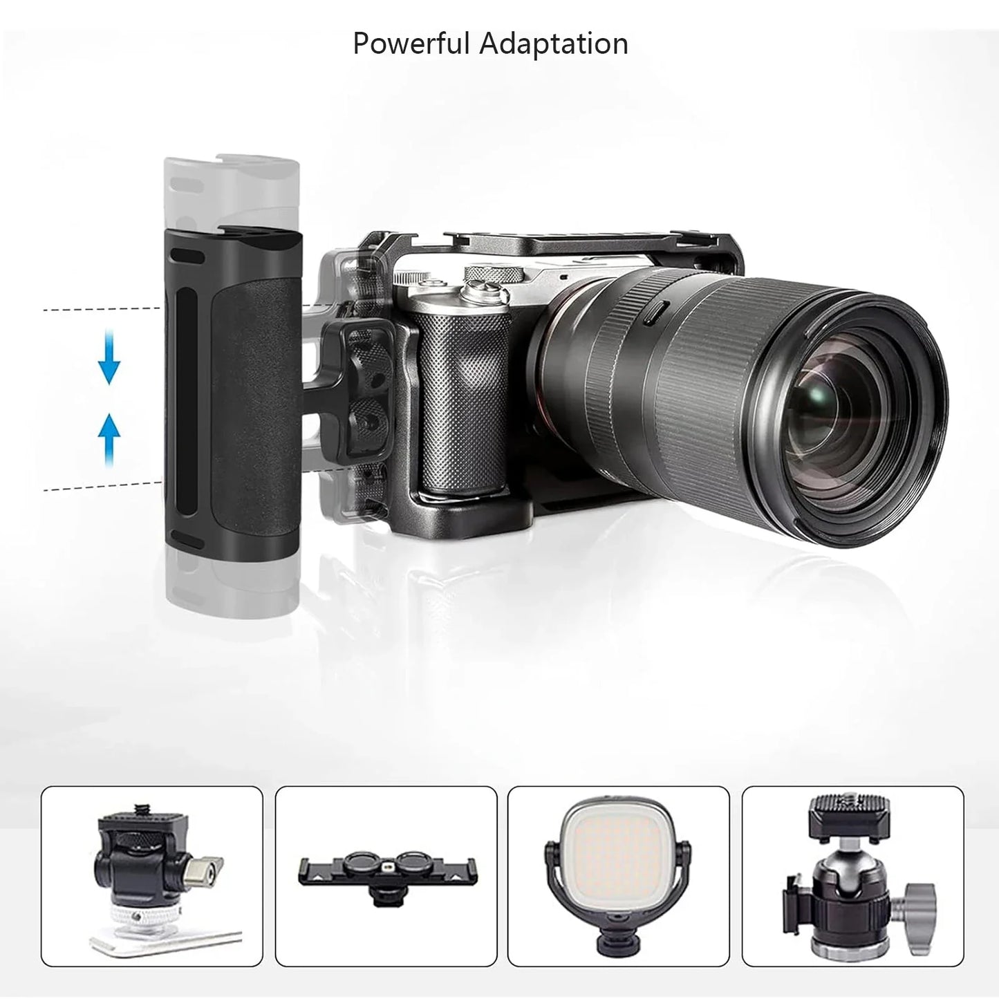 Probty Mini Side Handle Handgrip – Cold Shoe & 1/4"-20 Mount for DSLR/Digital Camera Cage
