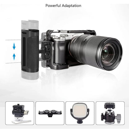 Probty Mini Side Handle Handgrip – Cold Shoe & 1/4"-20 Mount for DSLR/Digital Camera Cage