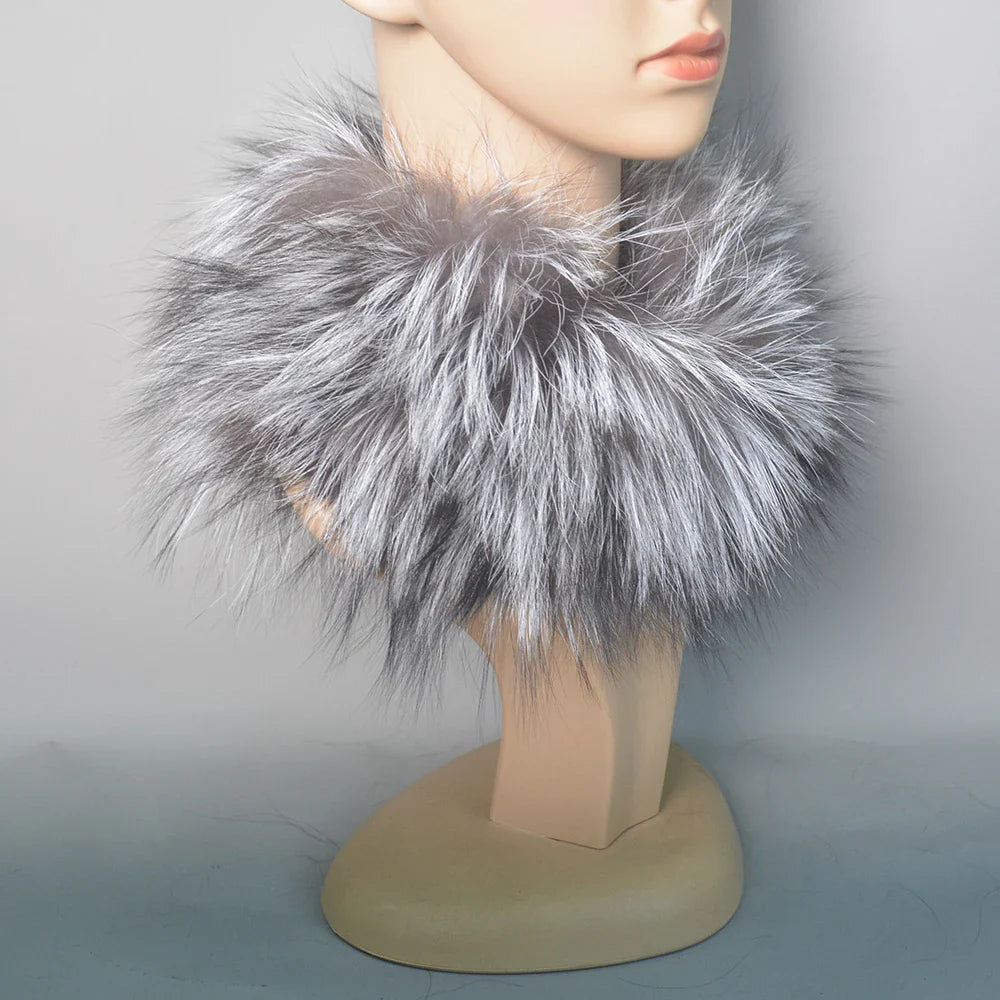 2025 Real Fox Fur Scarf and Headband – Luxury Winter Neck Warmer for Women, 100% Natural Fur, Elastic Ring Muffler
