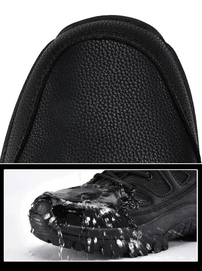 Men's Warm Plush Snow Boots - Lace Up Waterproof High Top, Anti-Slip Winter Boots for Casual & Work Wear