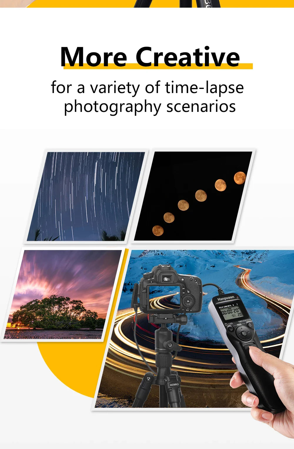 Camera Time Lapse Intervalometer — LCD Timer Remote Shutter Release for Canon, Nikon, Sony, Fujifilm, Olympus, Pentax