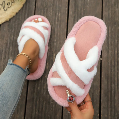 Women’s Cross Band Slippers — Lightweight EVA Open Toe Slides for Indoor & Outdoor Spring Autumn Wear