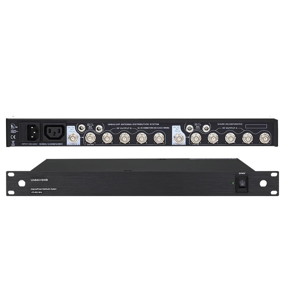 UA844 UA844+/LC Antenna Amplifier – 5 Channel UHF 470-952MHz Power Distributor for Wireless Microphone Systems