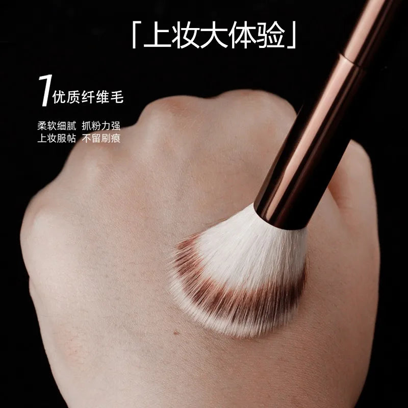 #15 Blush Makeup Brush – Liquid Blush & Bronzer Brush for Cream Cheek Formulas, Metal Handle with Box