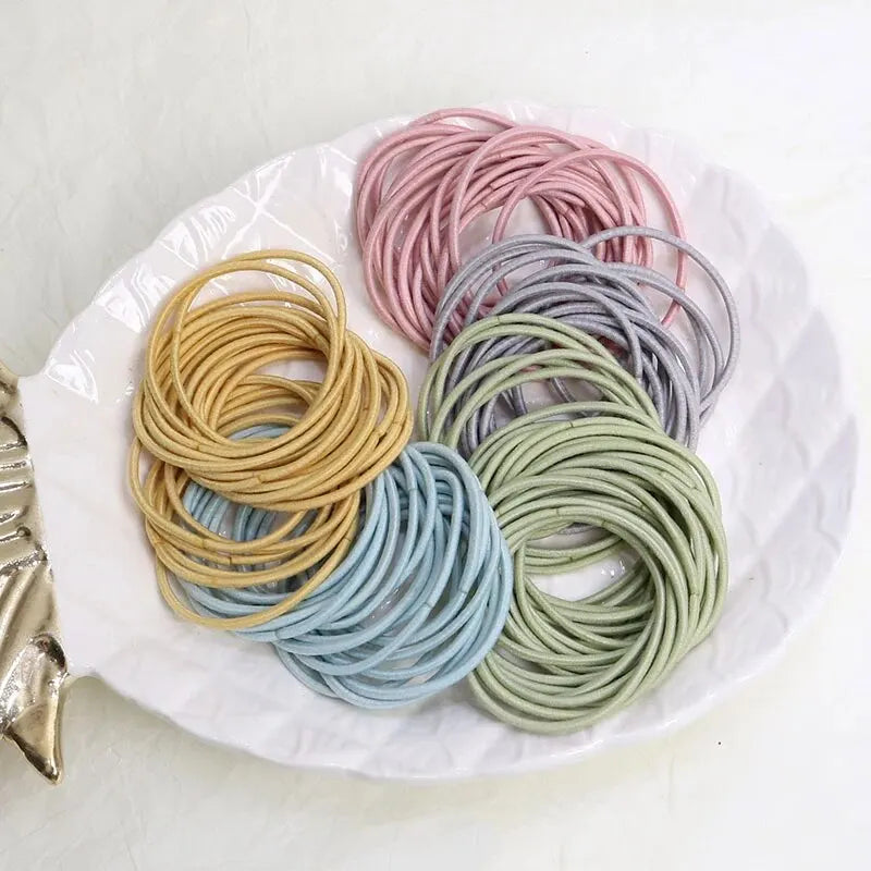100PCS Hair Ties Elastic Rubber Bands - Thin Ponytail Scrunchies for Women & Men, Hair Accessories