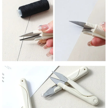 Portable Stainless Steel Spring Scissors with Cover - Thread Head Fish Sewing Scissors for Cross-stitch & Tailoring