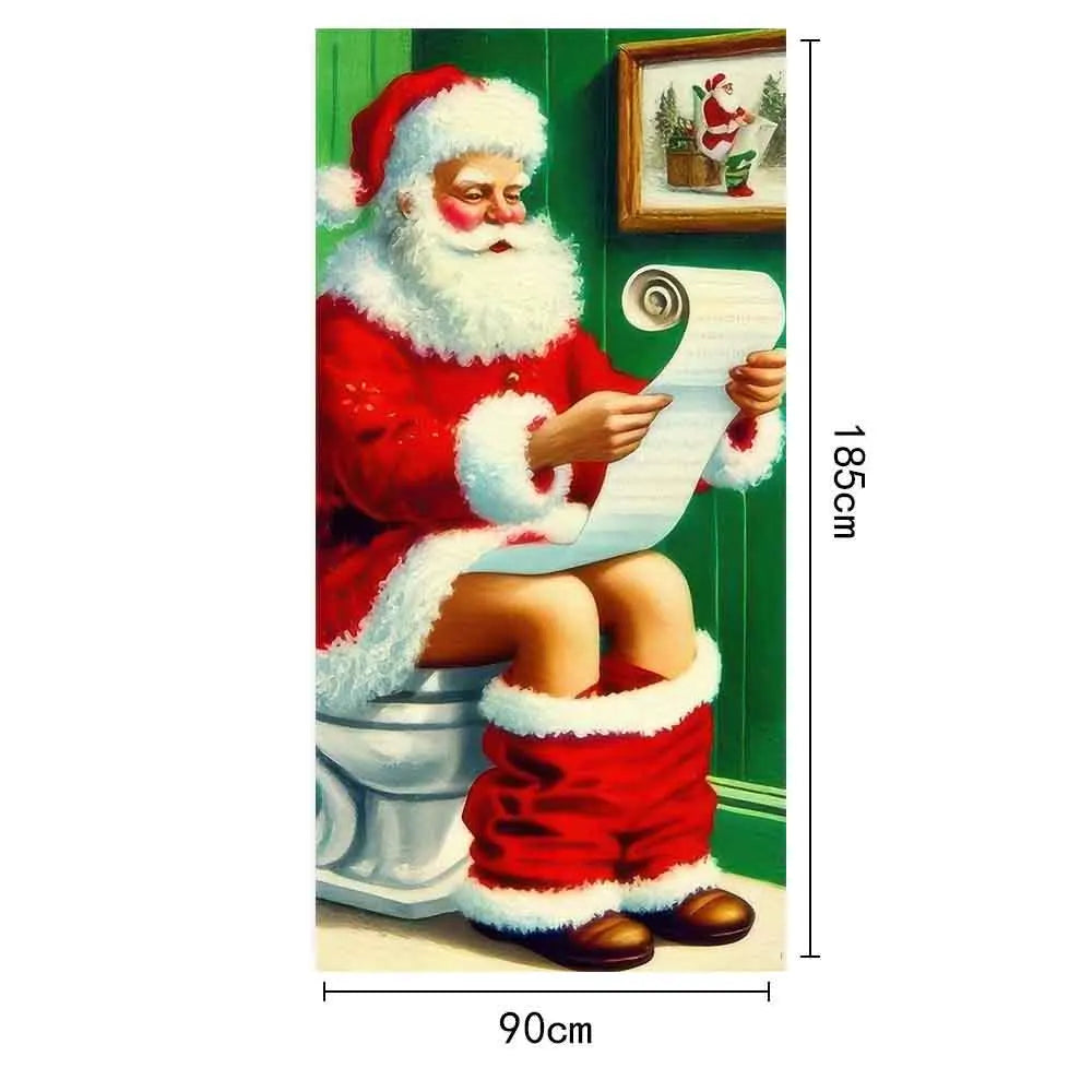 Christmas Fabric Door Banner – Merry Christmas Hanging Background for Photo Booth, Xmas Decor & Photography Props