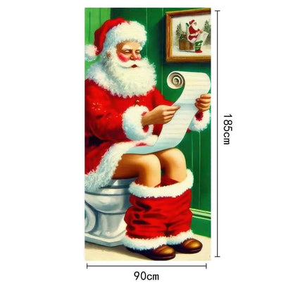 Christmas Fabric Door Banner – Merry Christmas Hanging Background for Photo Booth, Xmas Decor & Photography Props