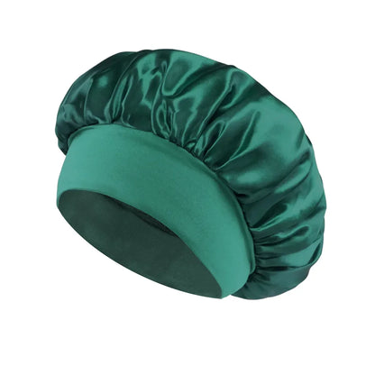 Women’s Satin Hair Bonnet – Solid Silk Sleeping Cap with Wide Brim and Elastic Soft Band for Hair Care