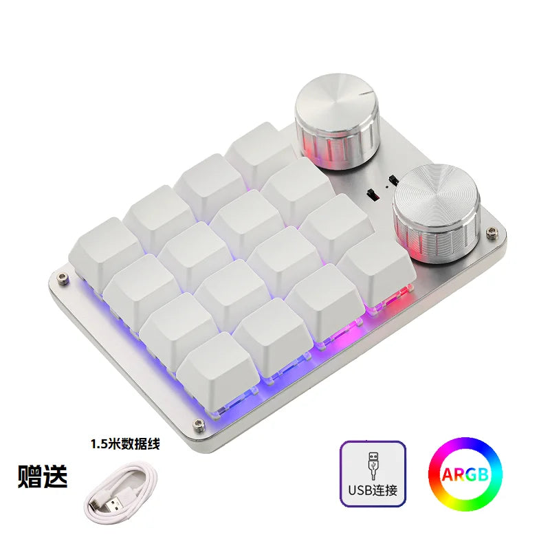 COIDEA Mini Wired RGB Keypad with Knob – Portable Macro Programming Keyboard for PS/Design Custom Controls, Gaming & Creative Work Gift Device