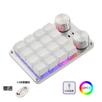 COIDEA Mini Wired RGB Keypad with Knob – Portable Macro Programming Keyboard for PS/Design Custom Controls, Gaming & Creative Work Gift Device