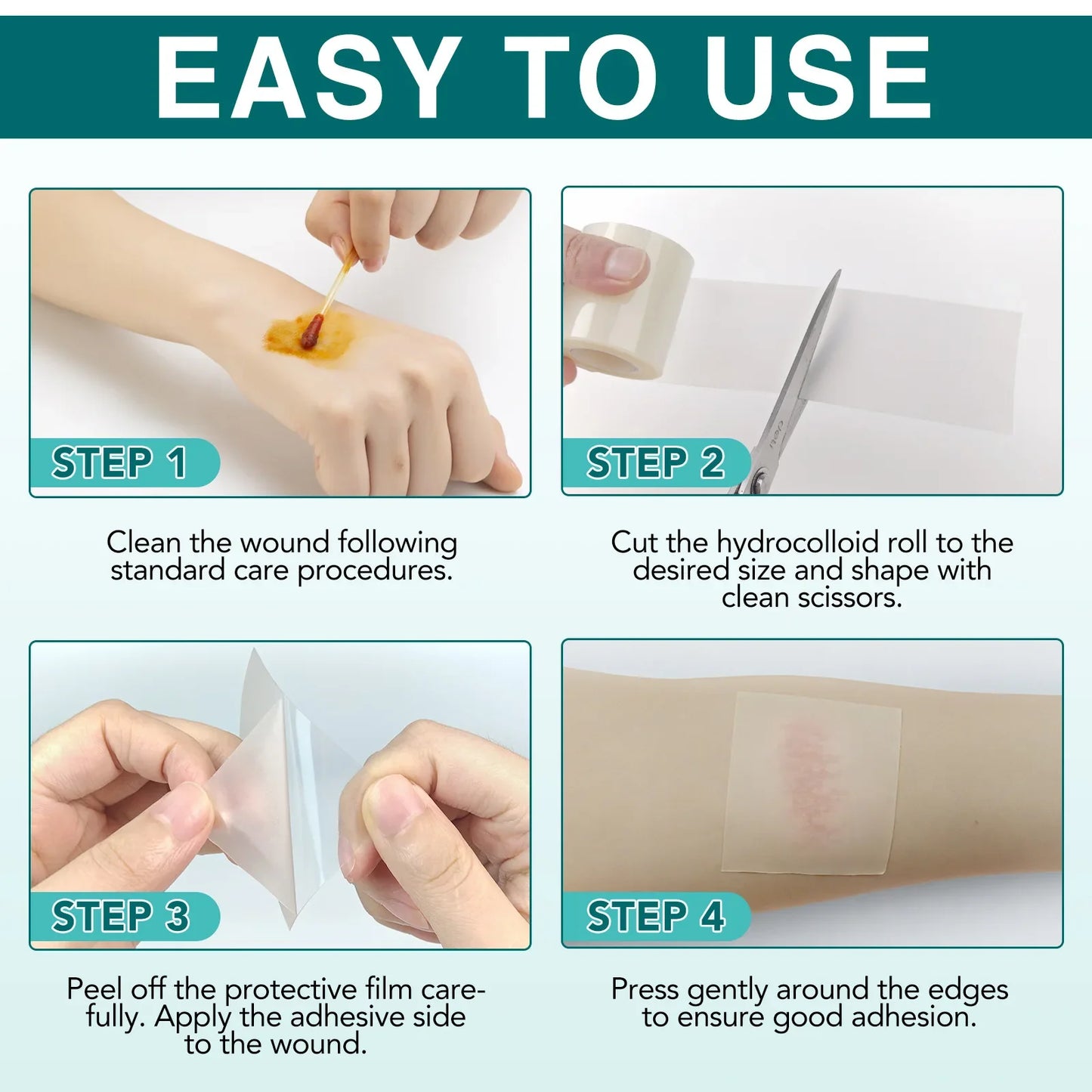 Hydrocolloid Band Aid Dressings - Extra Thin Waterproof Self-Adhesive Wound Care & Scar Cover Tape