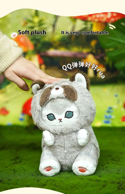 Kawaii Mofusand Shark Cat Keychain — Cartoon Cross-Dressing Doll Pendant for Backpack Decor