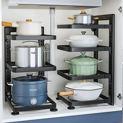 Kitchen Stainless Steel Organizer Set — Multi-Layer Storage Racks, Shelves, Sinks & Household Cabinets
