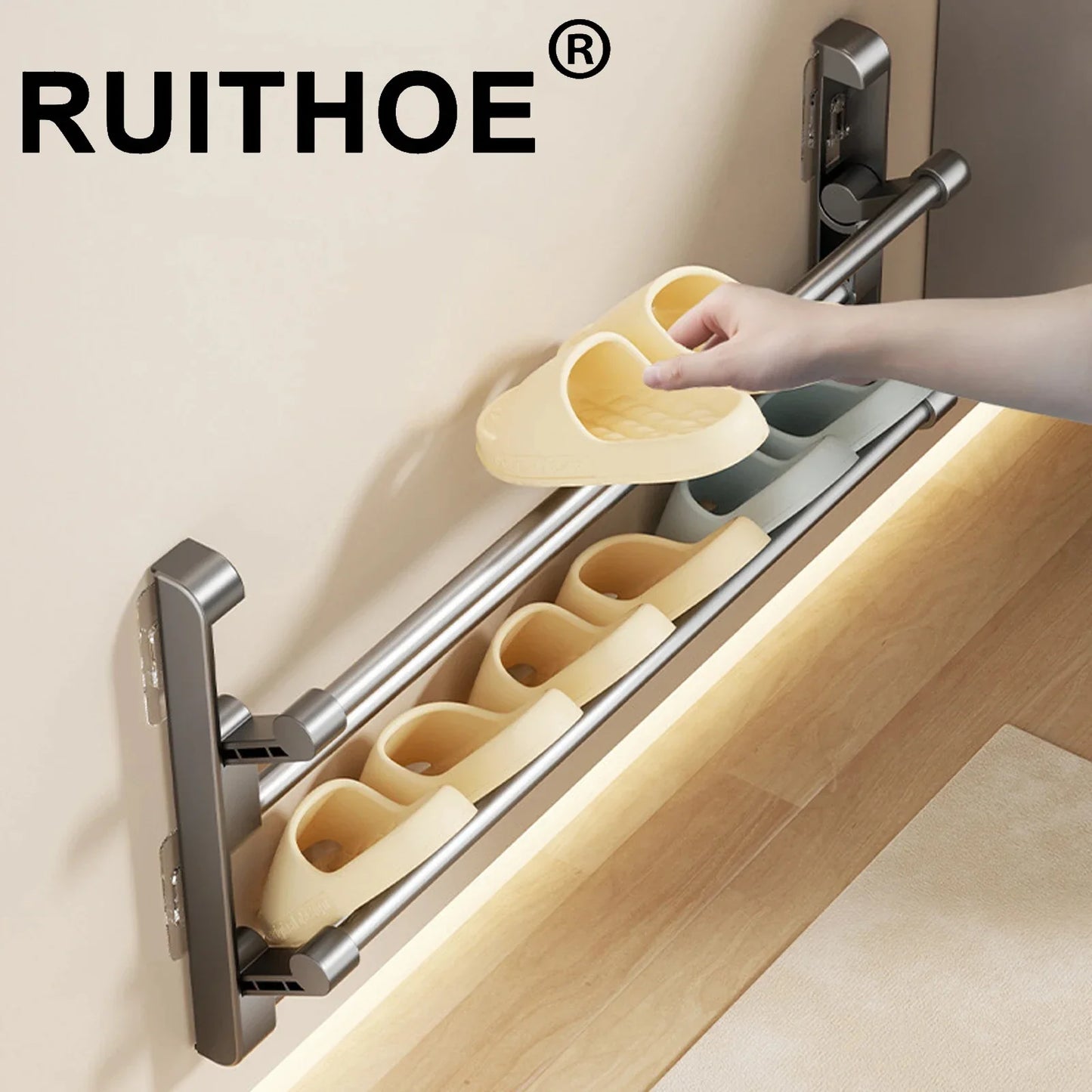 Wall-Mounted Shoe Rack — Simple Bathroom Slipper & Shoe Holder, Drain Storage & Drying Organizer Hanger