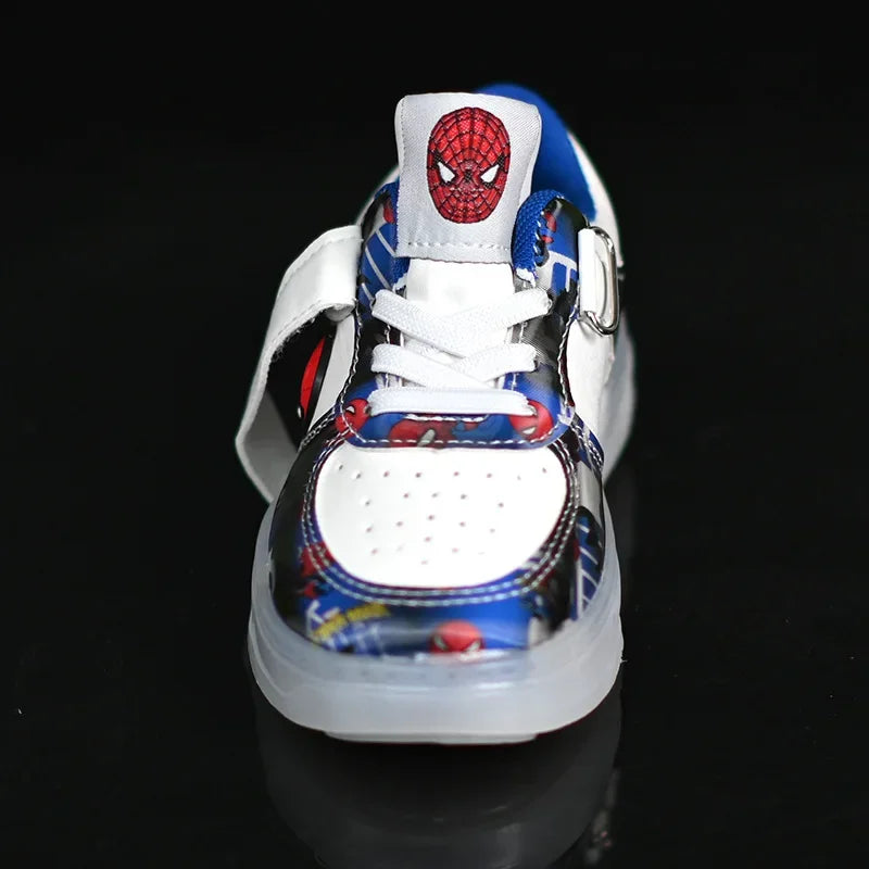 Disney LED Light Kids Shoes – Breathable Spiderman Sneakers for Boys & Girls, Cartoon Casual Sport Footwear