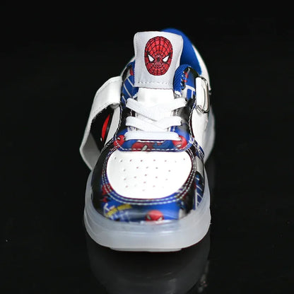 Disney LED Light Kids Shoes – Breathable Spiderman Sneakers for Boys & Girls, Cartoon Casual Sport Footwear