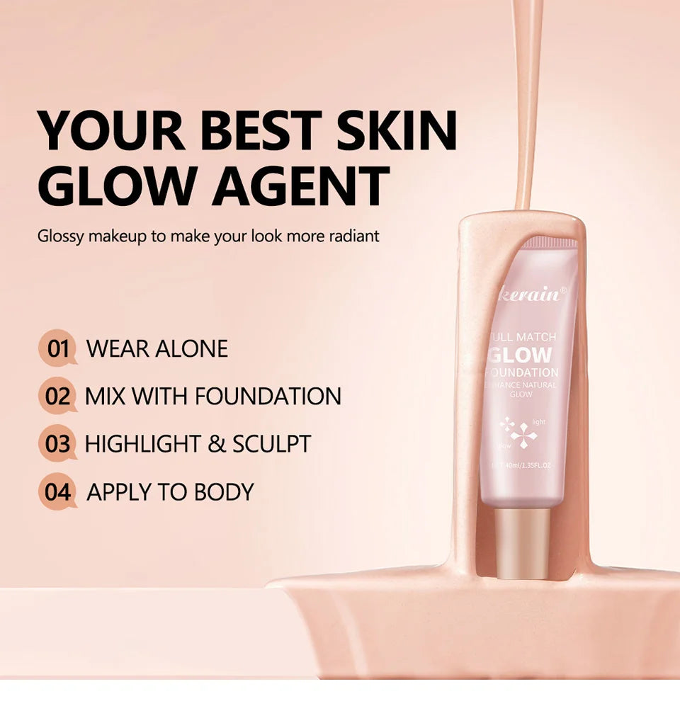 Glow Foundation Illuminator – Lightweight Glotion for Natural Radiance, Moisturizing Multi-Purpose Glow Enhancer & Highlighter