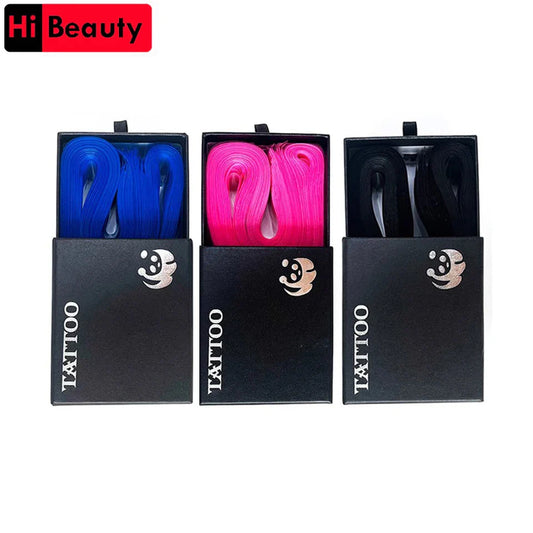 100PCS Disposable Tattoo Clip Cord Sleeve Bags - 5x80CM Plastic Covers for Tatu Machine Pen, Pink, Black & Blue