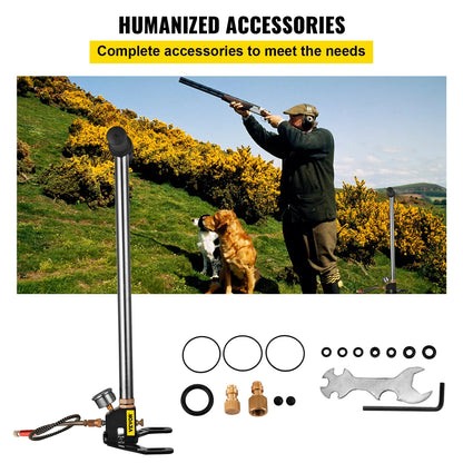 VEVOR 3-Stage High-Pressure Hand Pump — 4500PSI PCP Air Pump with Pressure Gauge for Tires, Kayaks, Balls & Air Guns