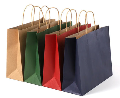 25/50pcs Brown Kraft Paper Gift Bags with Handles – Wedding, Birthday, Party Favor & Small Business Grocery Bags