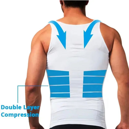 YBFDO Men's Slimming Body Shaper Compression Vest - Seamless Waist Trainer Tank Top for Weight Loss and Belly Control