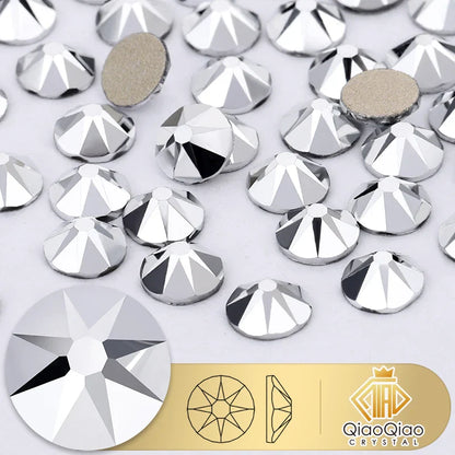 QIAO 2088 Crystal Nail Art Rhinestones — Flat Back Non-Hotfix Strass for DIY Nail Decorations (8 Big + 8 Small)