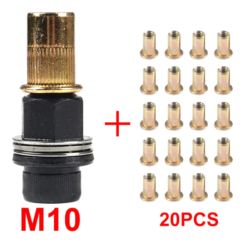 21+1PCS Hand Rivet Nut Tool Set — Manual Riveter for M4-M10 Nuts with Easy Installation Accessories