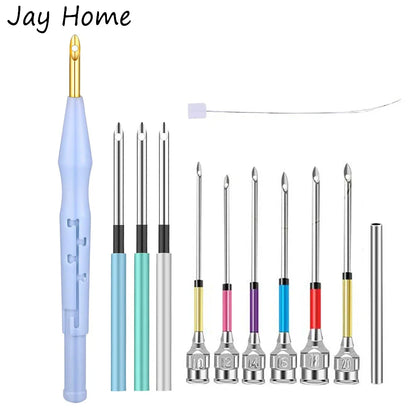6 Pcs Punch Needle Beginner Kit – Adjustable Rug Punch Needles with Yarn for Cross Stitch and Embroidery Crafts