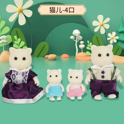Simulation Forest Rabbit Family Playset – Mini DIY Rabbit & Bear Figure Toys for Kids Gifts