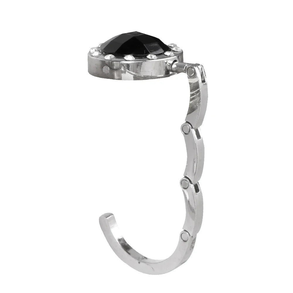 Crystal Alloy Foldable Table Hook: Round Portable Desk Hanger for Hanging Purse Bag