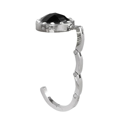 Crystal Alloy Foldable Table Hook: Round Portable Desk Hanger for Hanging Purse Bag