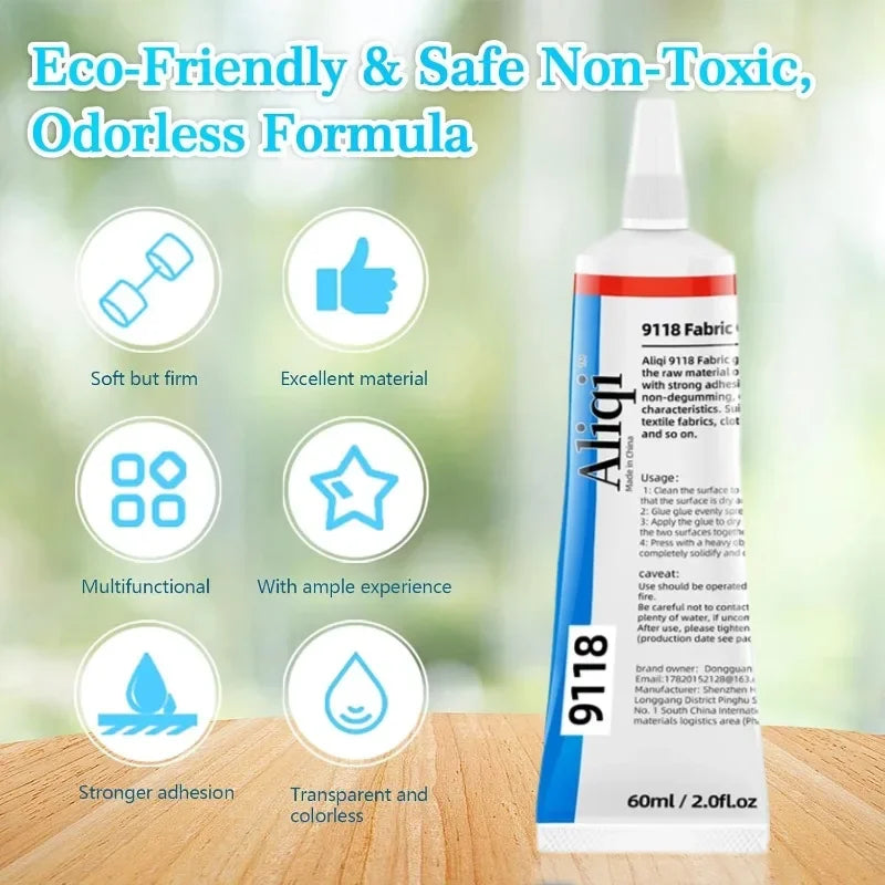15/60ml Strong Fabric Glue, Transparent Quick-Dry, Waterproof Multipurpose Sewing & Repair Adhesive