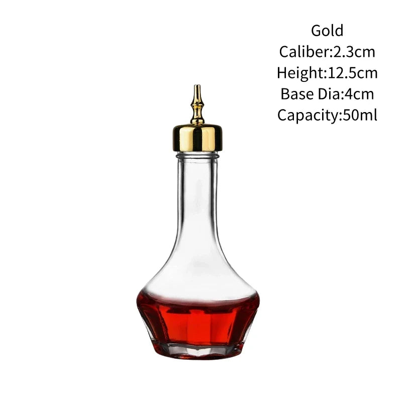 Vintage Glass Cocktail Bitters Bottles — Stainless Steel Cap Seasoning & Bar Accessories for Kitchen & Bartender Use