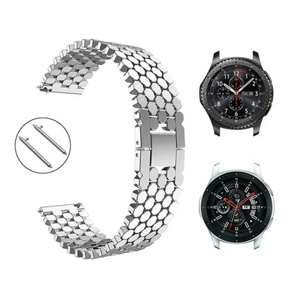 22mm/20mm Stainless Steel Strap for Samsung Galaxy Watch 3, Gear S3, Active 2 & Huawei/Amazfit Watch Bracelet