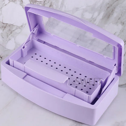 Nail Sterilizer Disinfection Box Pink | Manicure Metal Tool & Tweezers Sterilizer Tray for Salon