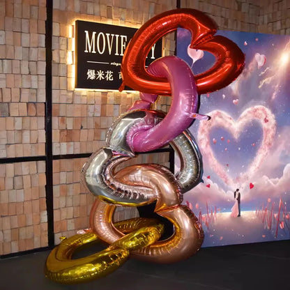 40-Inch Large Hollow Heart-Shaped Aluminum Foil Balloon – Wedding, Valentine’s Day & Birthday Party Decoration