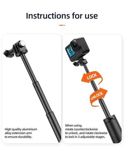 TELESIN Floating Underwater Selfie Stick Tripod – Extendable Buoyancy Pole for GoPro, Insta360, DJI Osmo Action Cameras