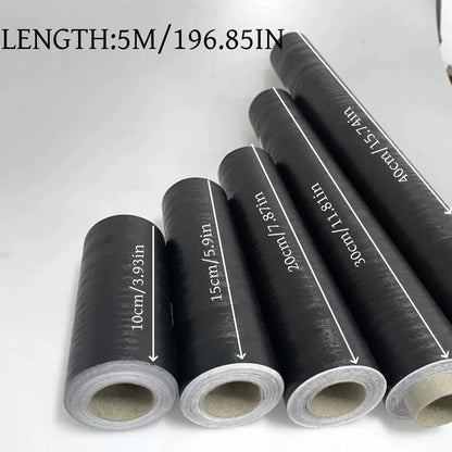 5m Self-Adhesive Wood Grain Repair Tape - Black Vinyl Furniture Renovation Sticker