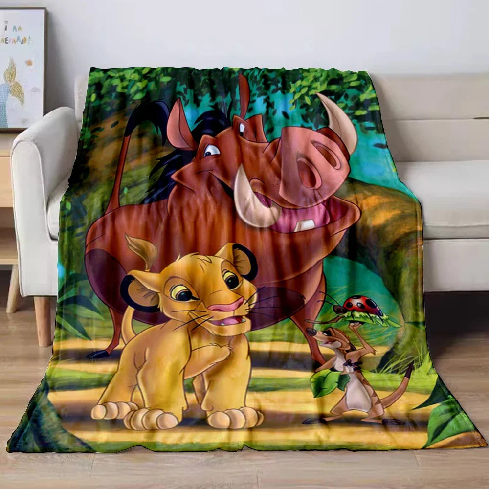 Lion King Simba Cartoon Flannel Blanket – Soft Cozy Throw for Sofa, Bed, Car, Camping, Travel & Kids Gift