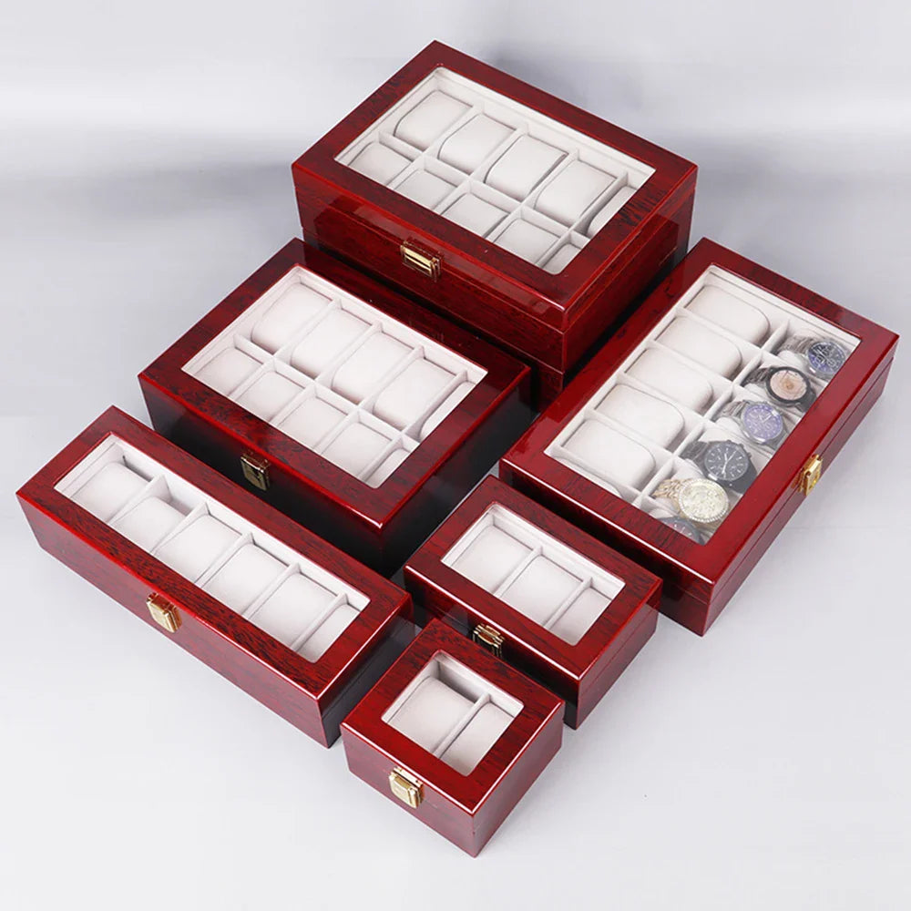 Luxury Wooden Watch Box Organizer – 1/2/3/5/6/10/12 Grid Slots Display Case for Men & Women Watches Jewelry
