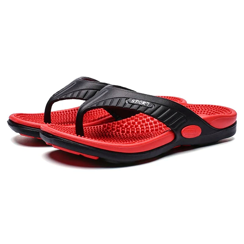 Men's Massage Flip Flops – Breathable Summer Beach Sandals, Luxury Comfort Slippers, Plus Size 46