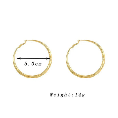 5cm Twist Metal Hoop Earrings for Women – Geometric Round Circle Dangle Drop Party Jewelry Gift