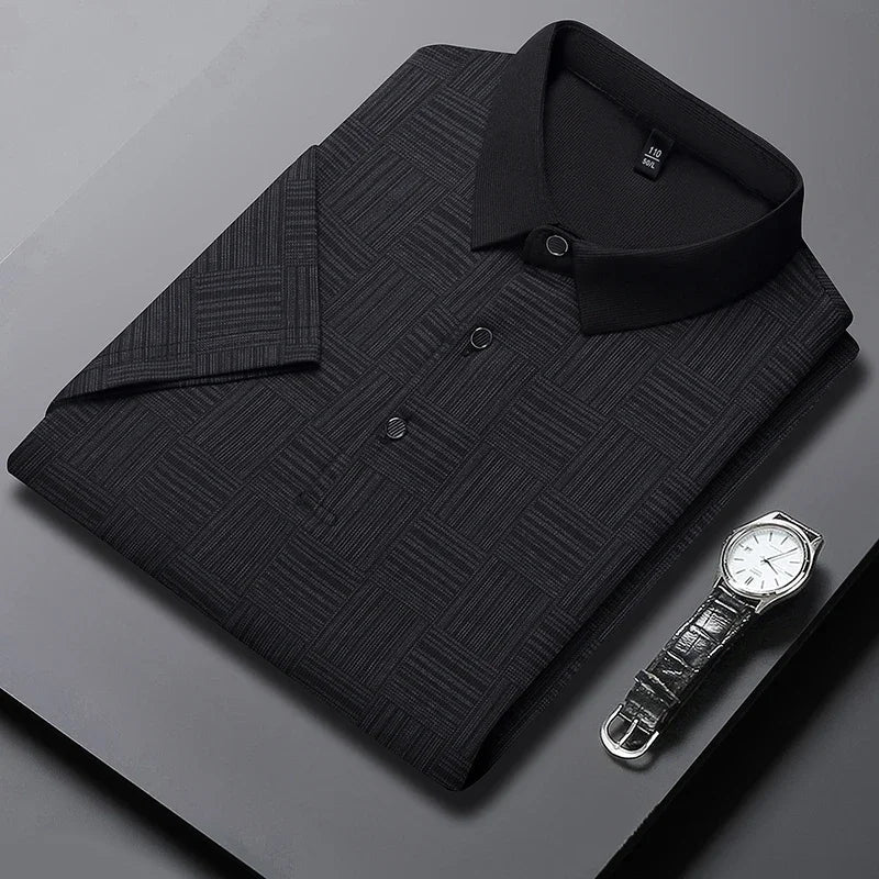 Men's Printed Business Casual Polo Shirt - 2026 Short Sleeve Breathable Fashion Top